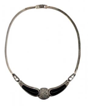 Stříbrný luxusní art deco náhrdelník s onyxy Stříbrný luxusní art deco náhrdelník s onyxy